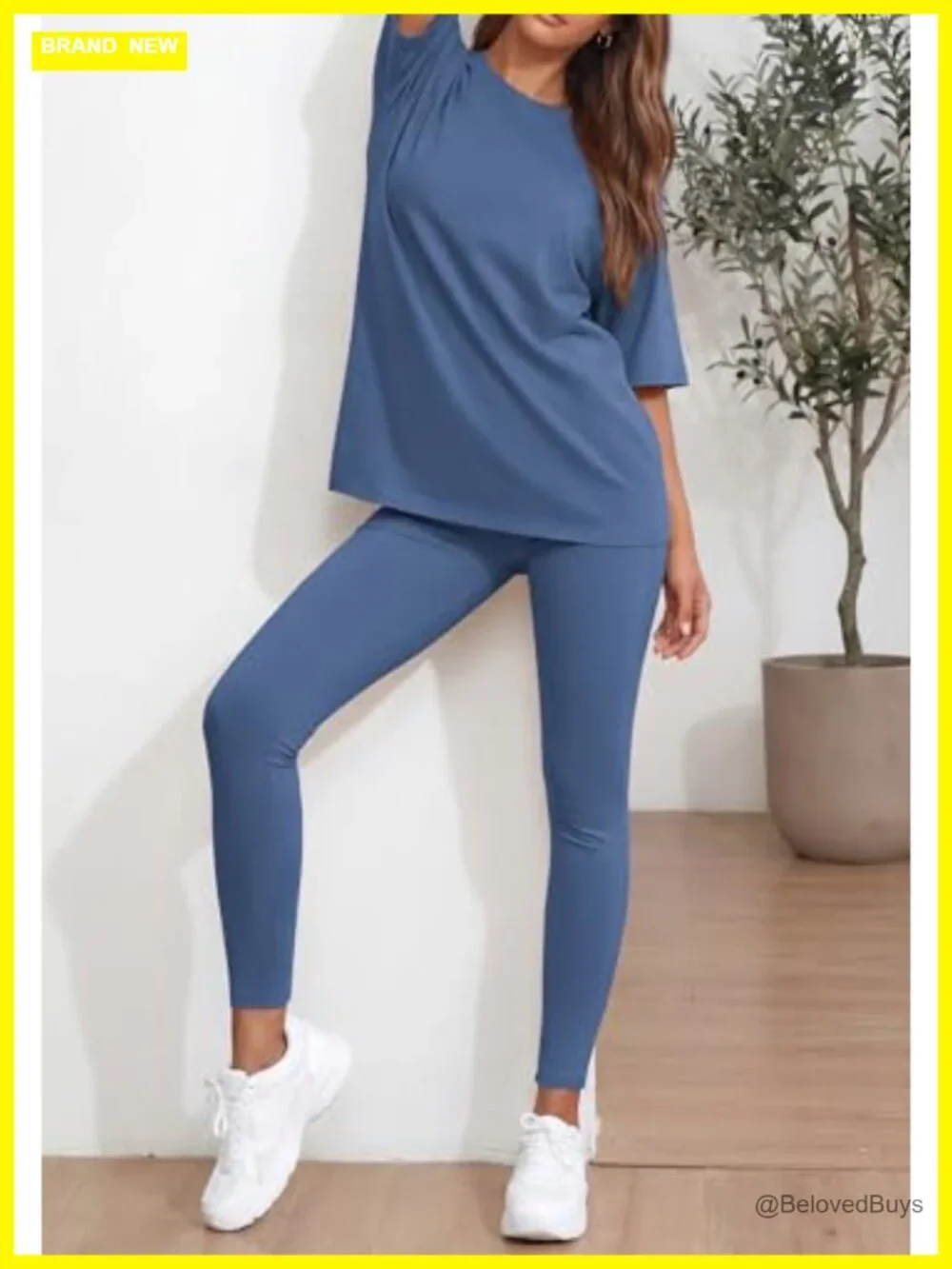 Women's Two Piece Lounge Set - Oversized Shirt & Leggings Matching Outfit
